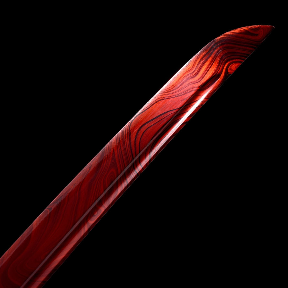 Handmade Japanese Katana Sword With Blood Red Blade And Scabbard