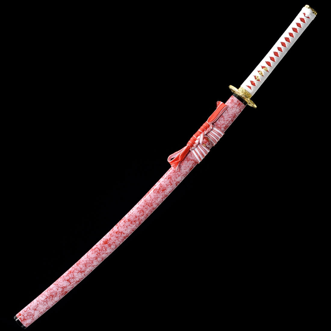 Handmade Japanese Katana Sword With Red Blade And Scabbard