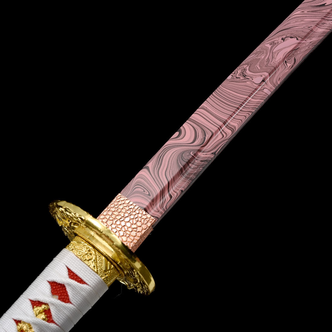 Handmade Japanese Katana Sword With Red Blade And Scabbard