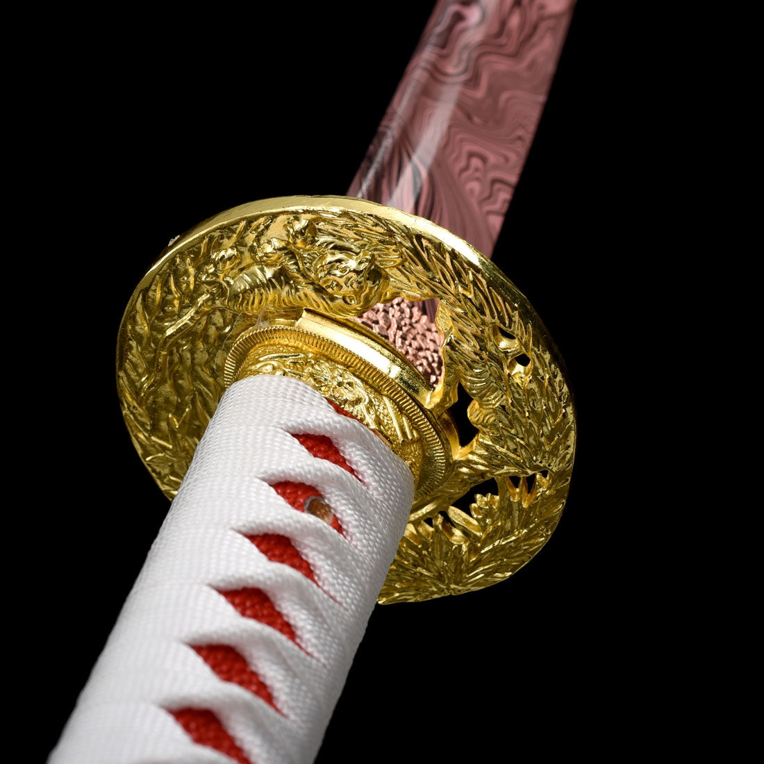 Handmade Japanese Katana Sword With Red Blade And Scabbard