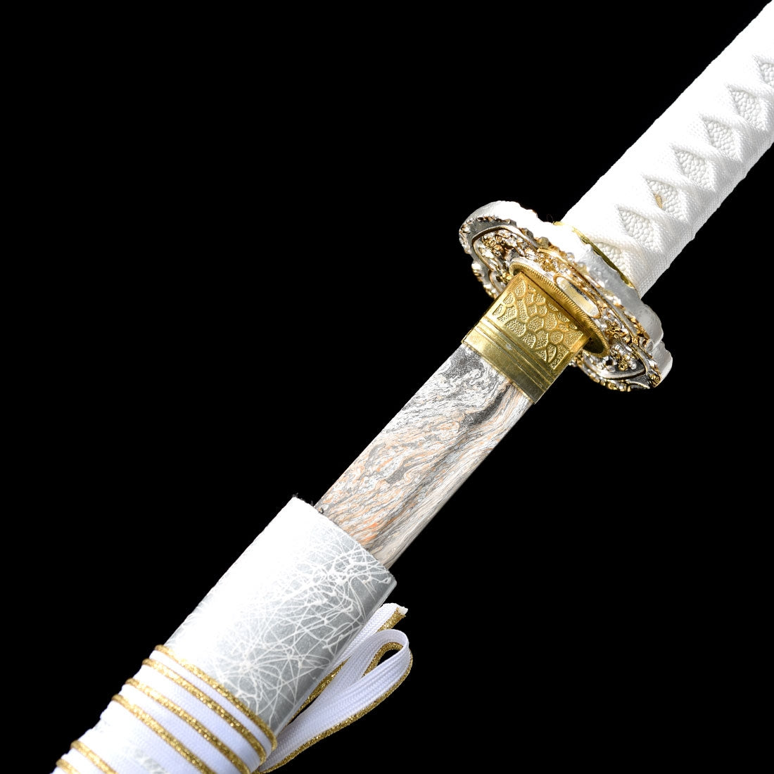 Handmade Japanese Katana Sword With White Blade And Scabbard