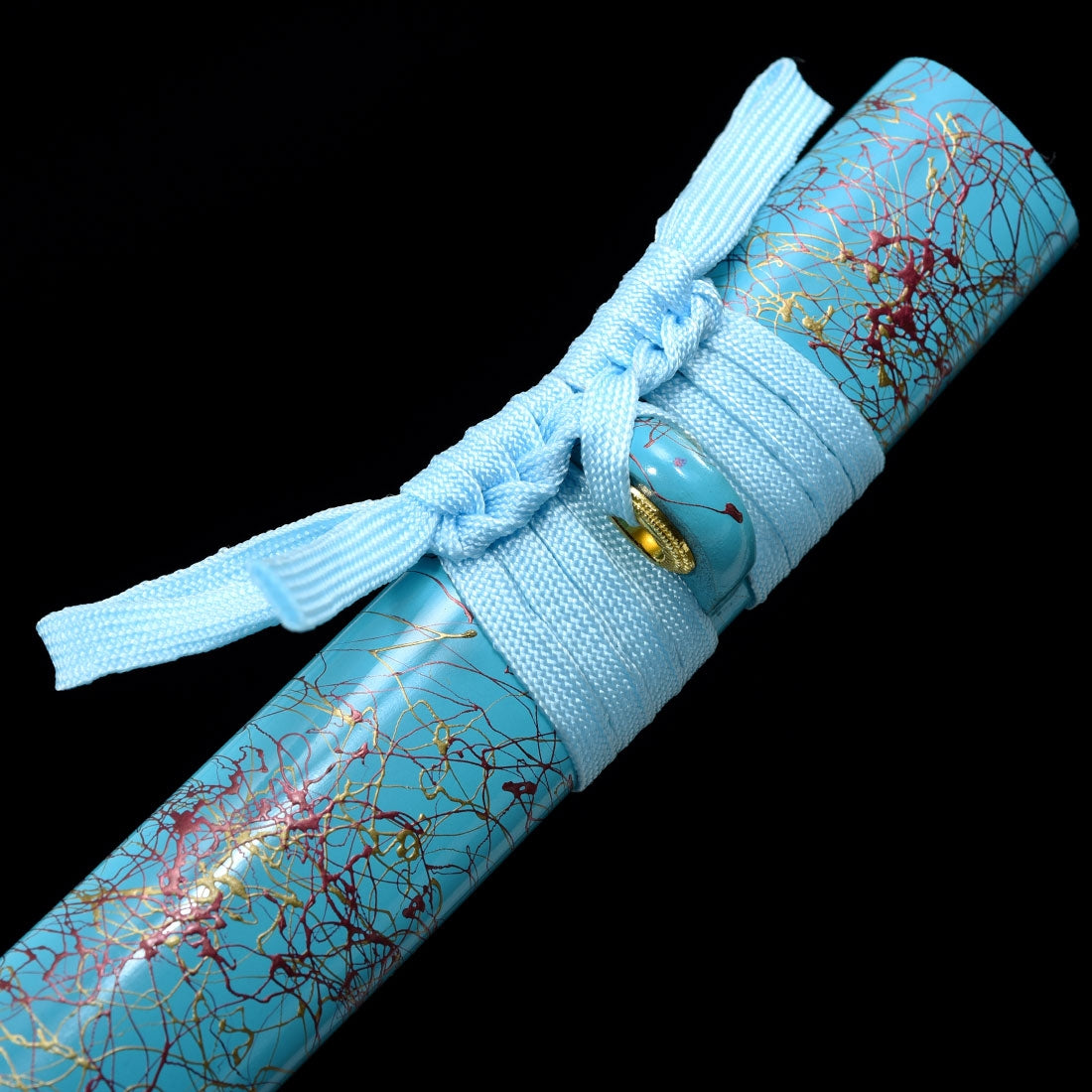 Handmade Japanese Katana Sword 1045 Carbon Steel With Teal Blade And Scabbard