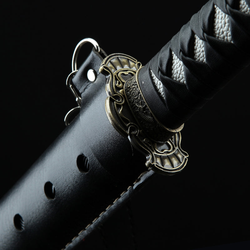 Handmade Japanese Sword High Manganese Steel With Blue Blade And Black Strap