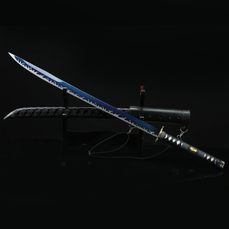 Handmade Japanese Sword High Manganese Steel With Blue Blade And Black Strap