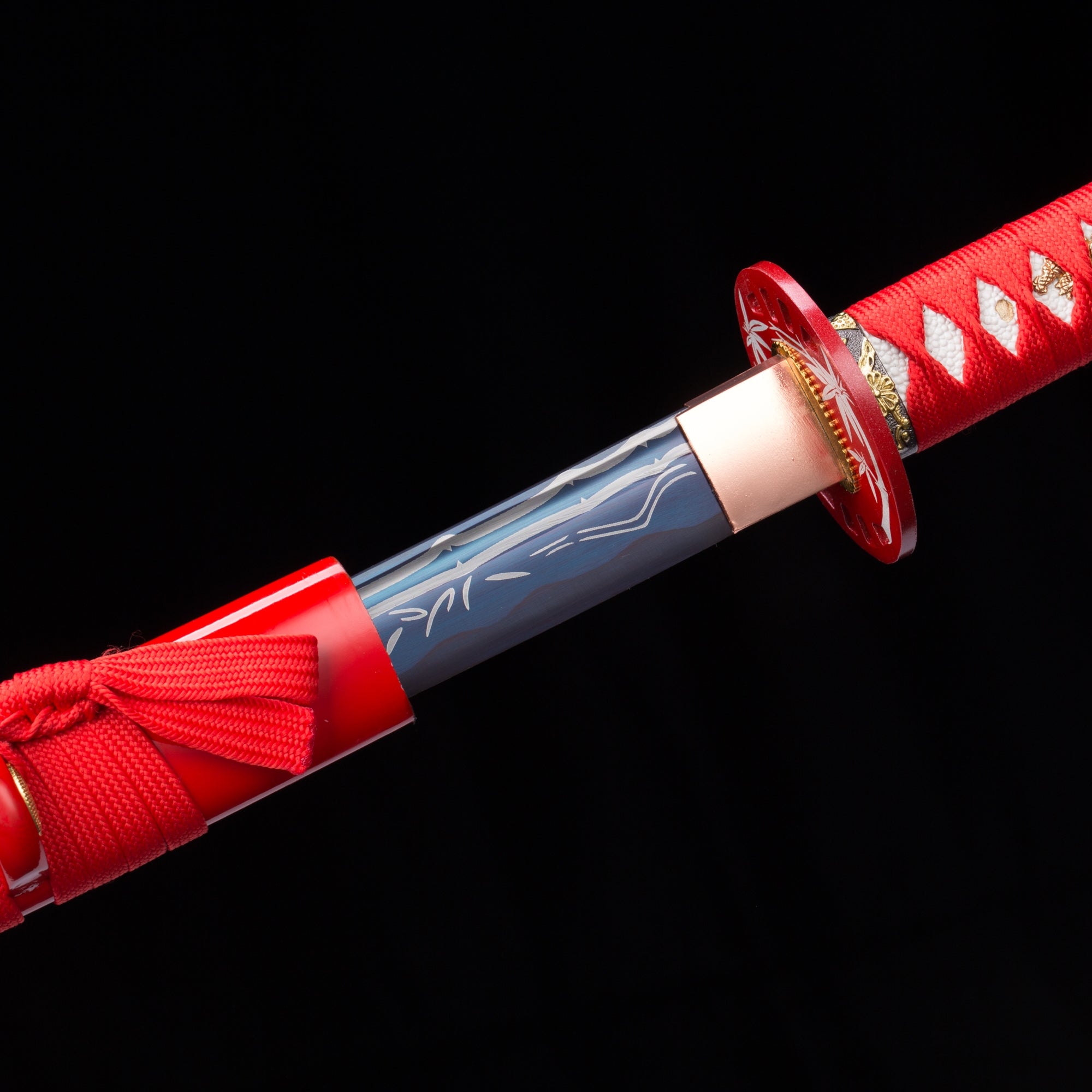 Handmade Japanese Katana Sword 1045 Carbon Steel With Red Scabbard