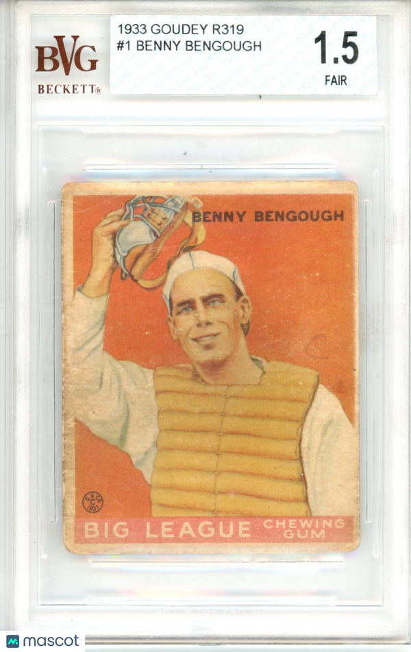 1933 Goudey Big League Chewing Gum Benny #1 Bengough BVG 1.5 St Louis Browns