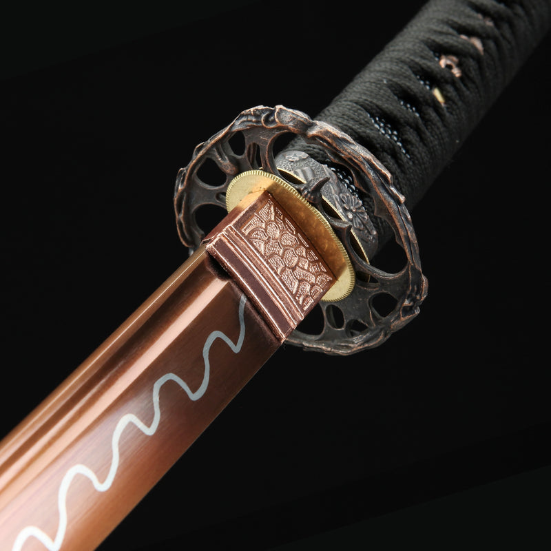 Handmade Japanese Sword With Rose Gold Blade