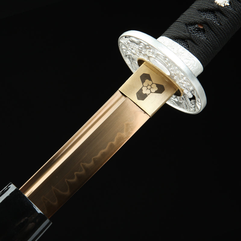 Handmade Japanese Katana T10 Carbon Steel With Rose Gold Blade