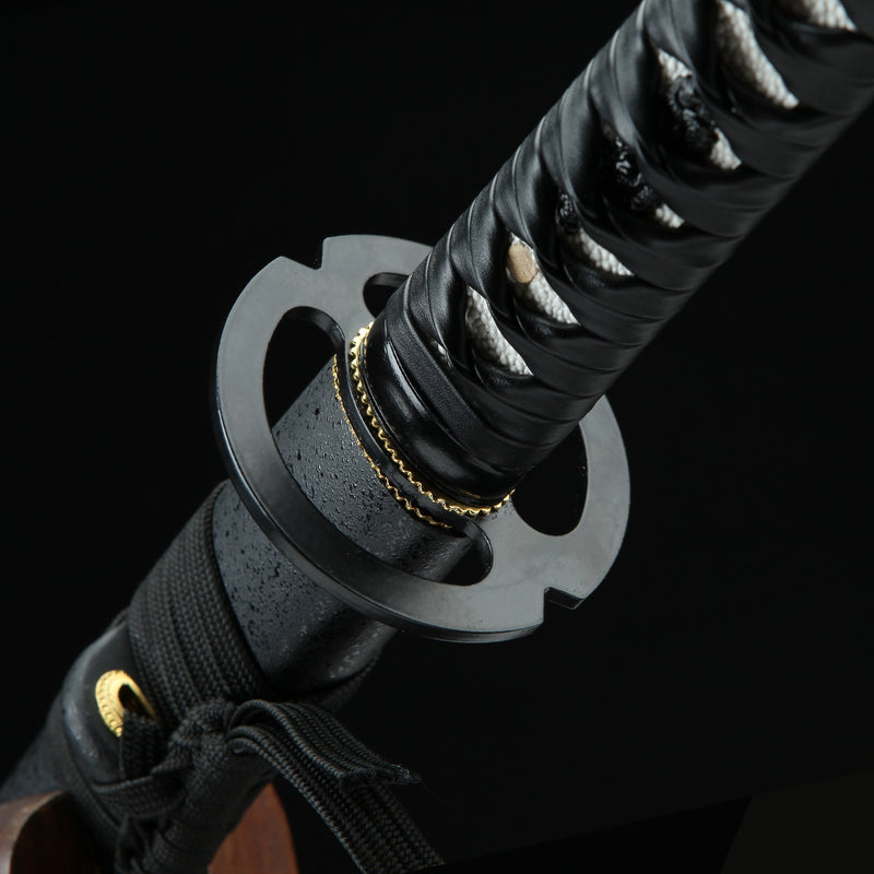 Handmade Japanese Katana Sword 1060 Carbon Steel With Black Scabbard