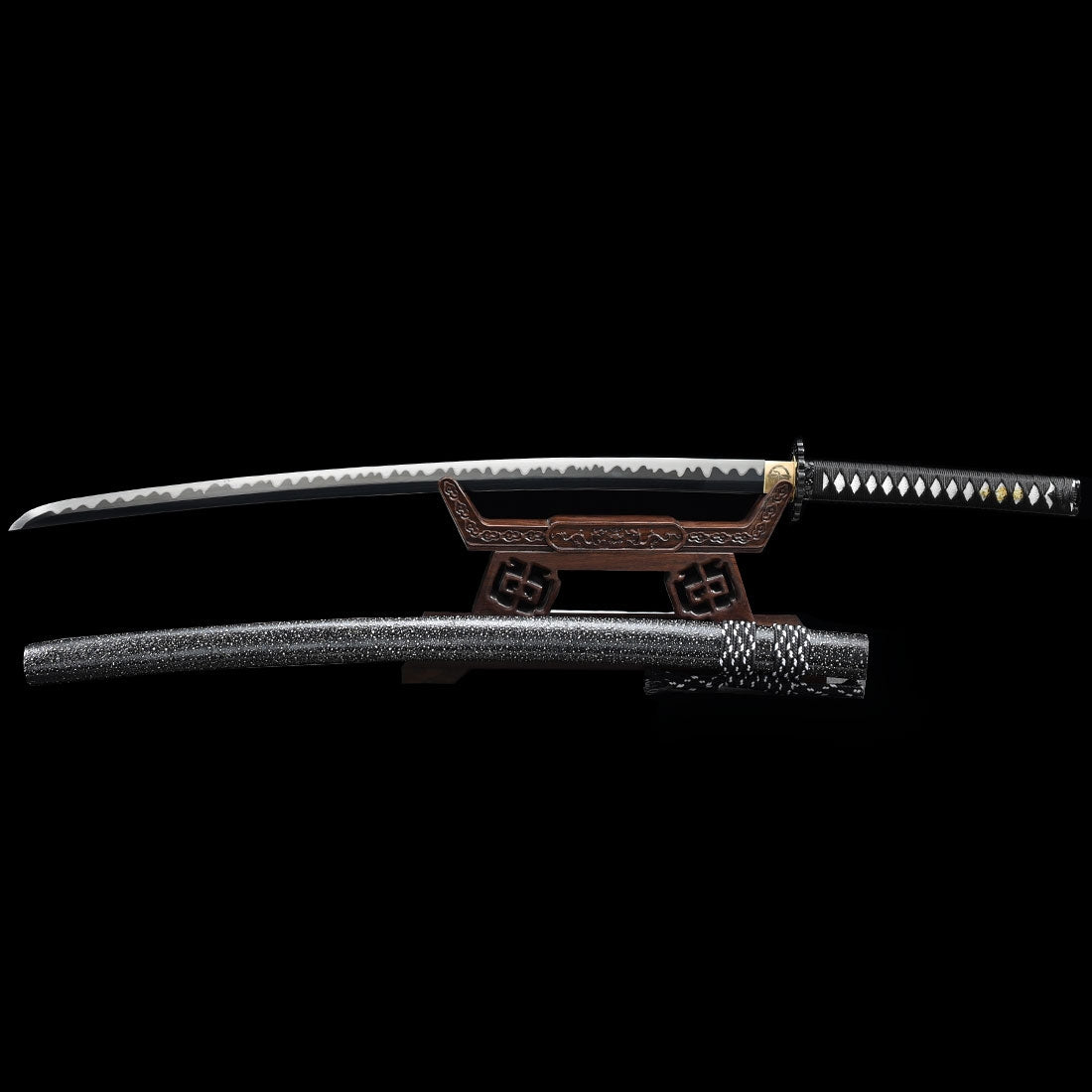 Handmade Japanese Samurai Sword High Manganese Steel With Black Blade