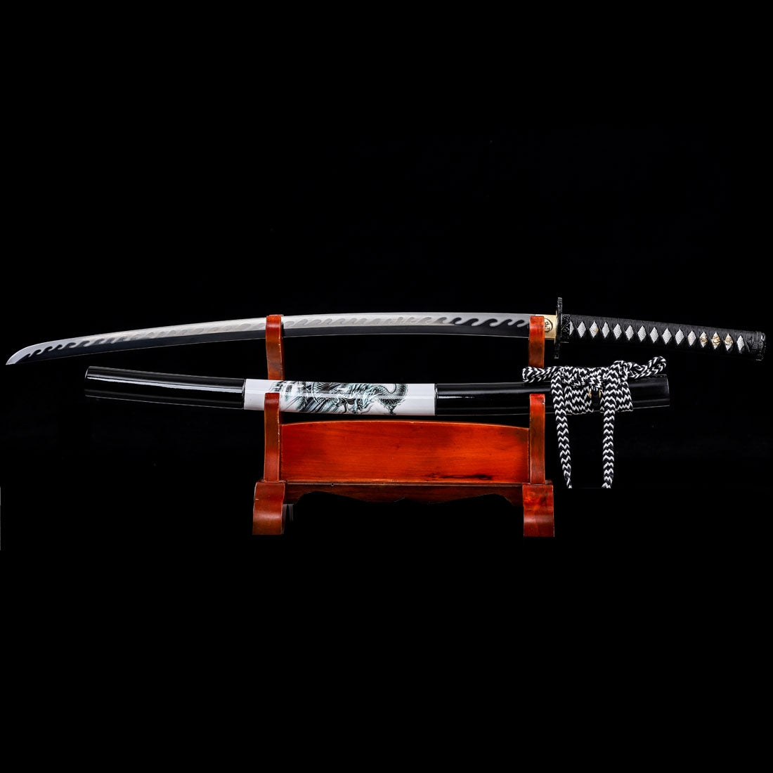 Handmade Japanese Samurai Sword Full Tang With Black Blade