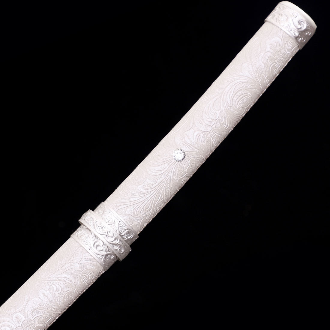 Handmade Japanese Katana Sword With Blue Blade And White Scabbard