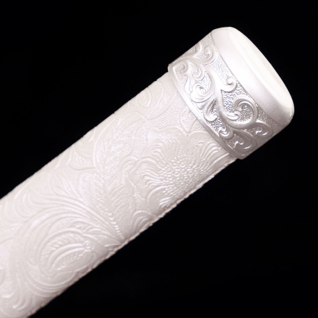 Handmade Japanese Katana Sword With Blue Blade And White Scabbard