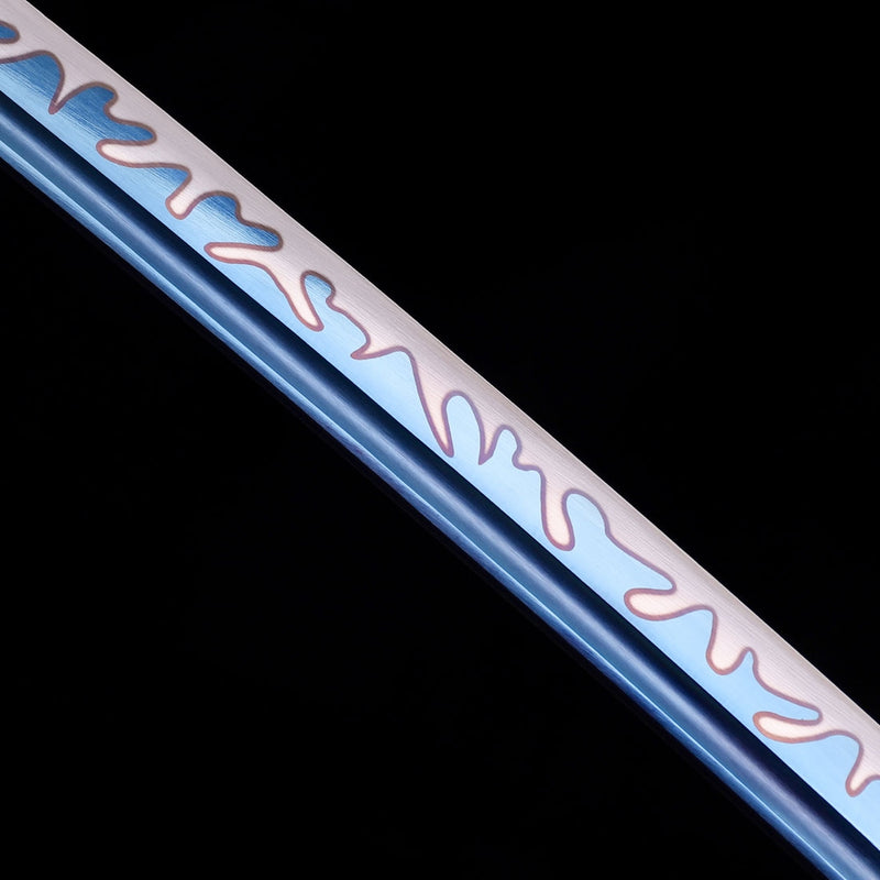 Handmade Japanese Katana Sword With Blue Blade And White Scabbard