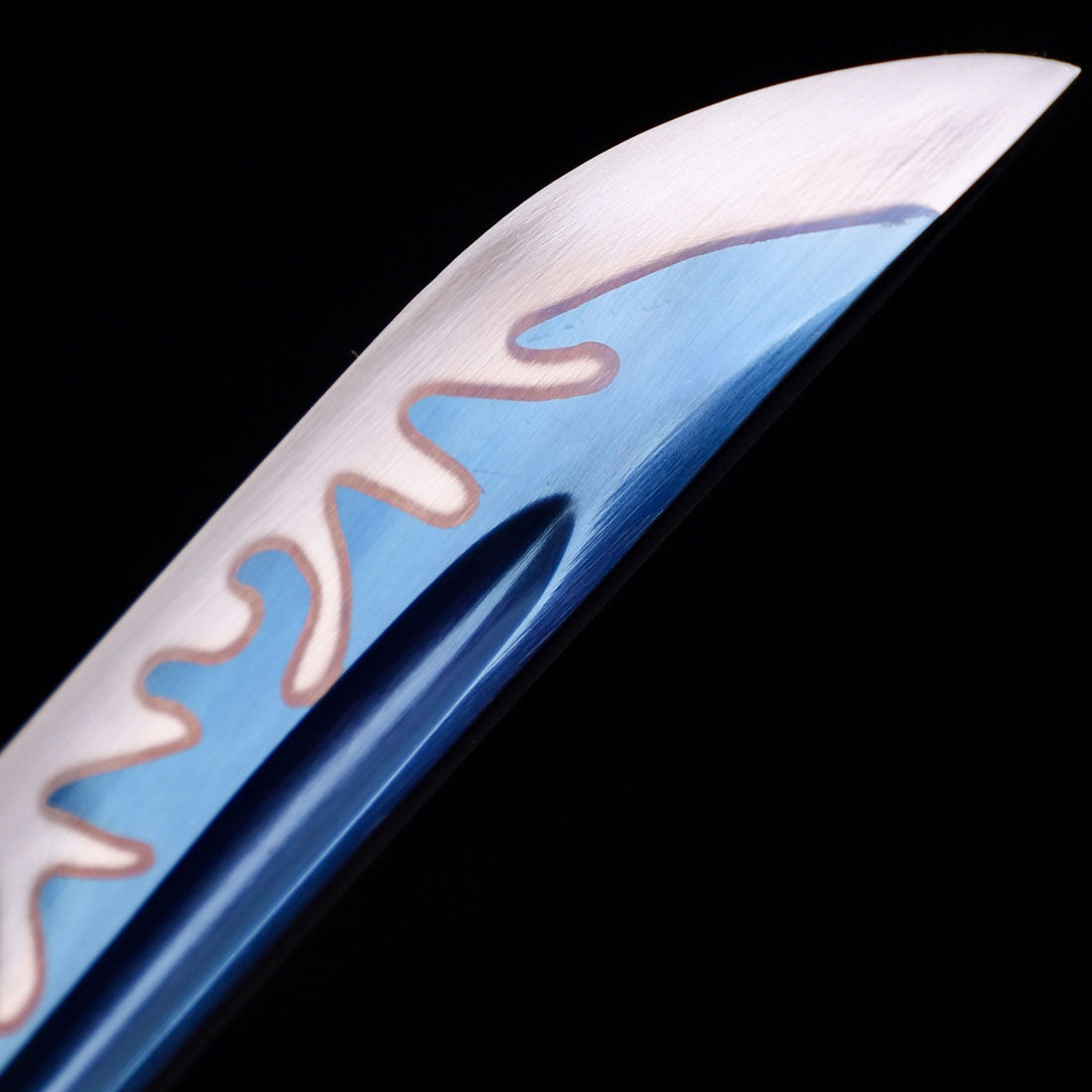Handmade Japanese Katana Sword With Blue Blade And White Scabbard