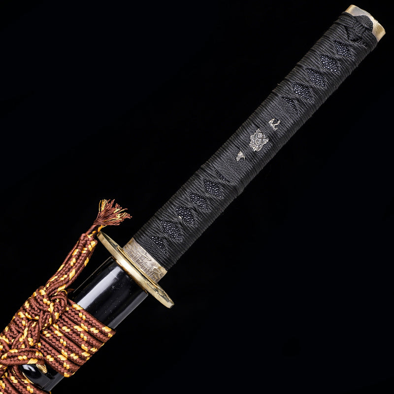 Handmade Japanese Katana Sword T10 Folded Clay Tempered Steel Real Hamon