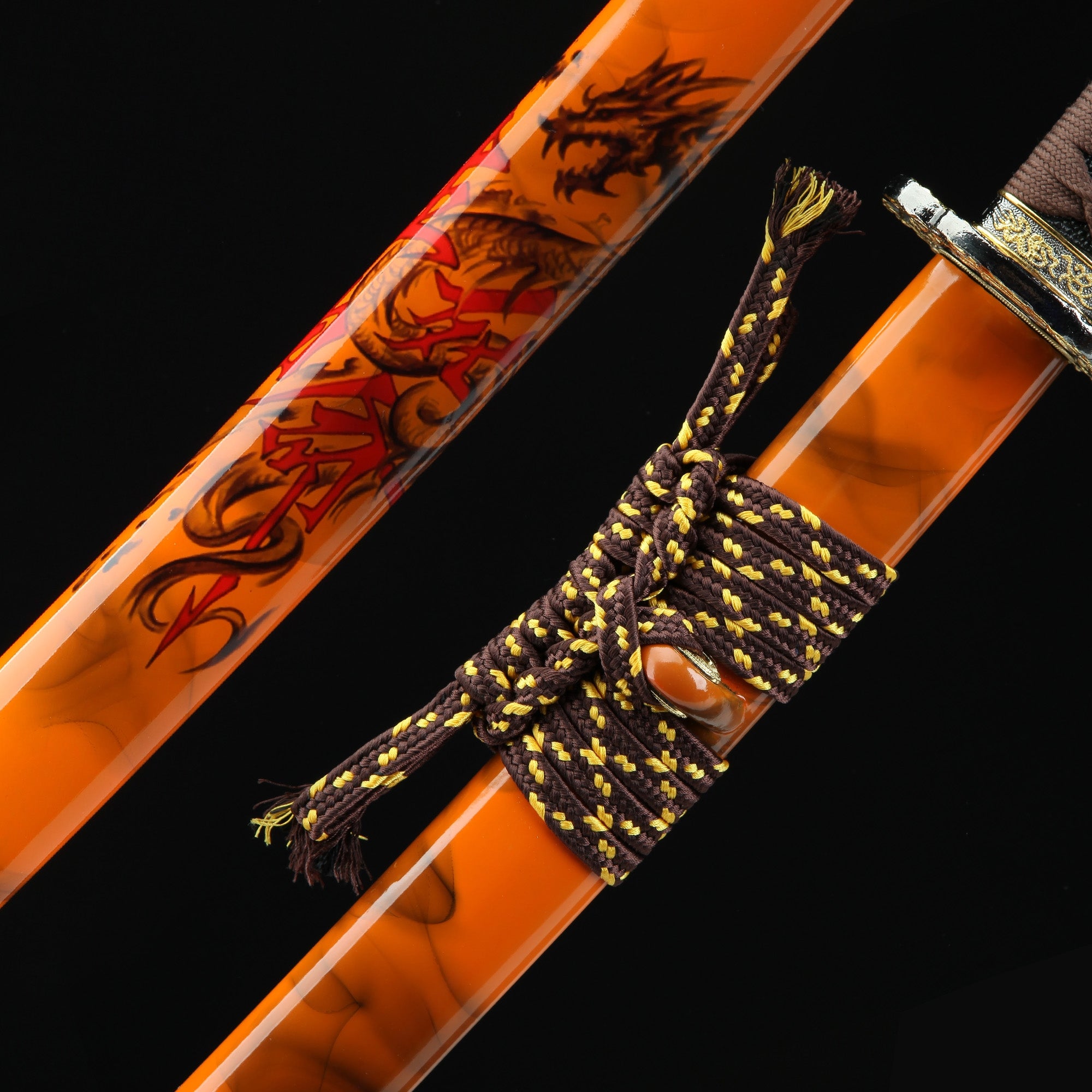 Handmade Japanese Katana T10 Carbon Steel With Orange Scabbard