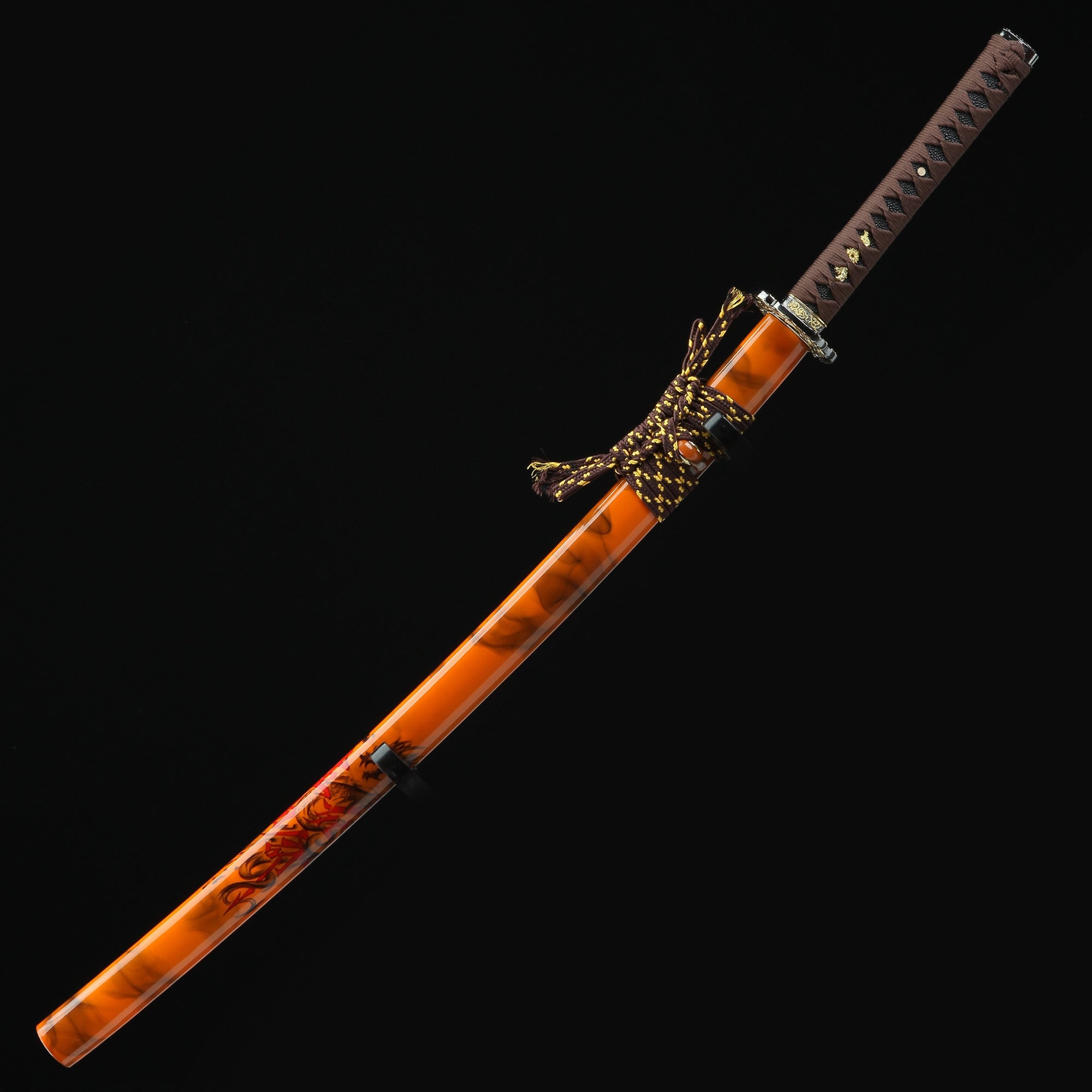 Handmade Japanese Katana T10 Carbon Steel With Orange Scabbard