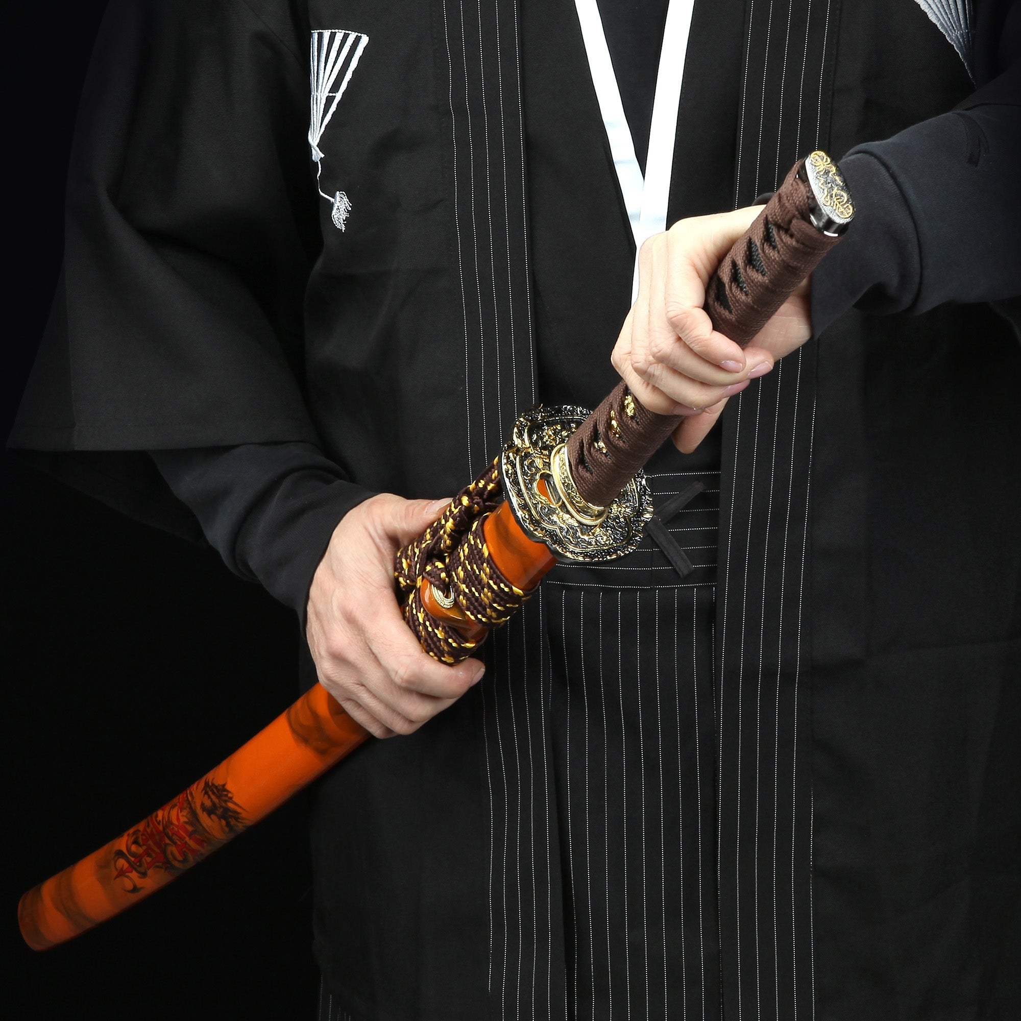 Handmade Japanese Katana T10 Carbon Steel With Orange Scabbard
