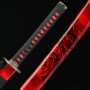 Handmade Japanese Sword T10 Folded Clay Tempered Steel With Red Scabbard