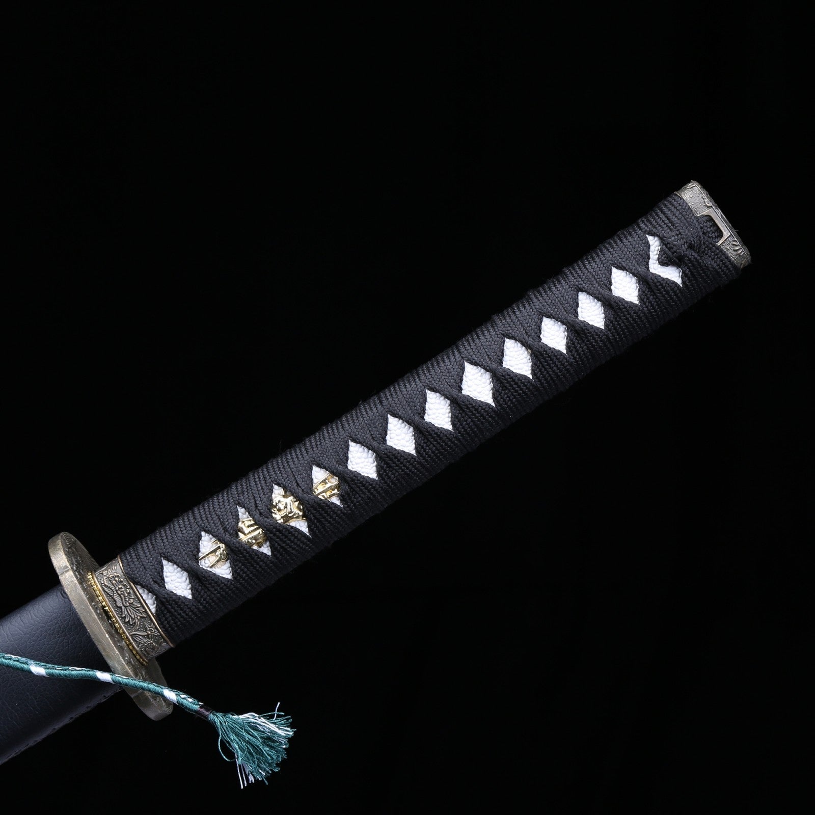 Handmade Japanese Katana Sword With Golden Blade And Black Scabbard