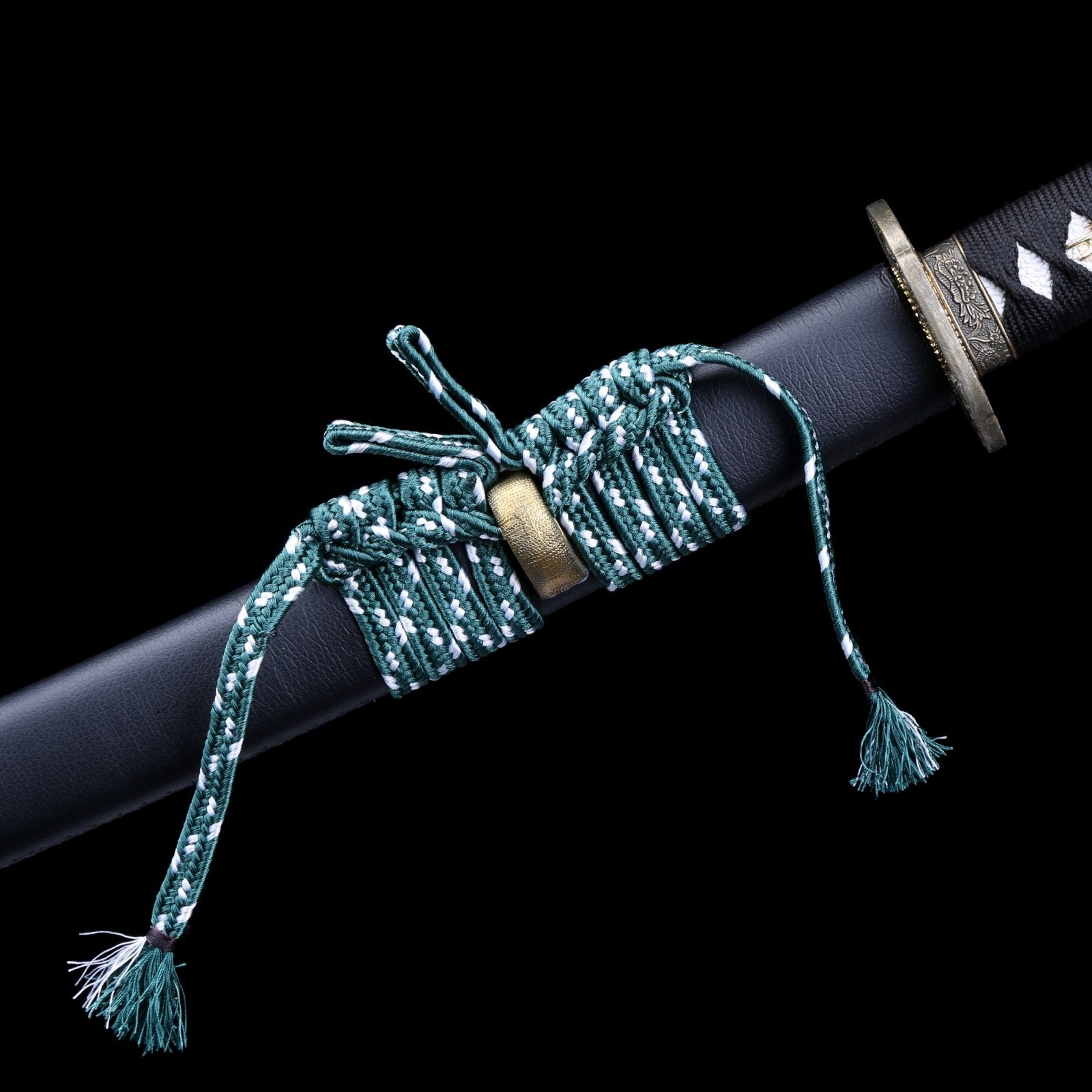 Handmade Japanese Katana Sword With Golden Blade And Black Scabbard