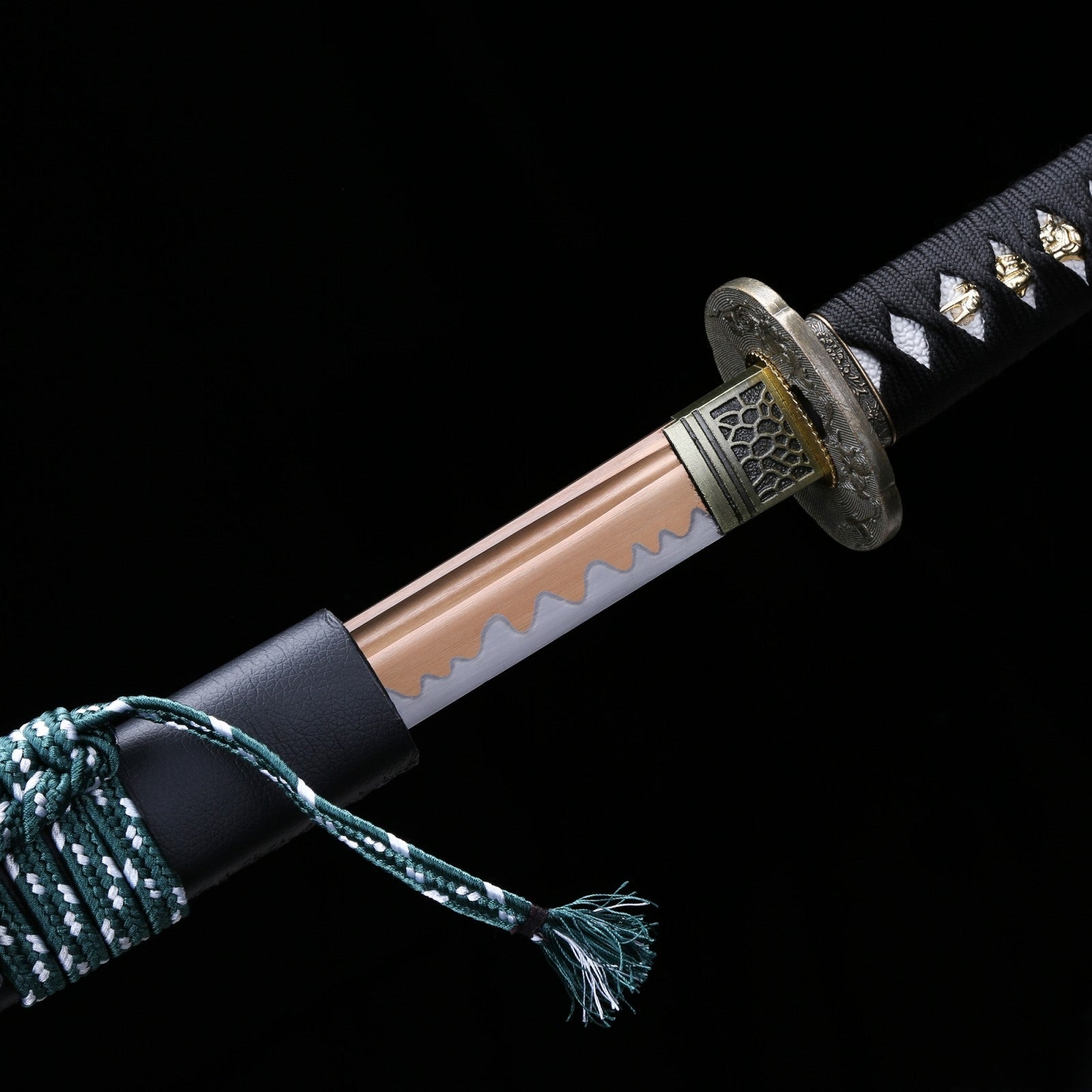 Handmade Japanese Katana Sword With Golden Blade And Black Scabbard