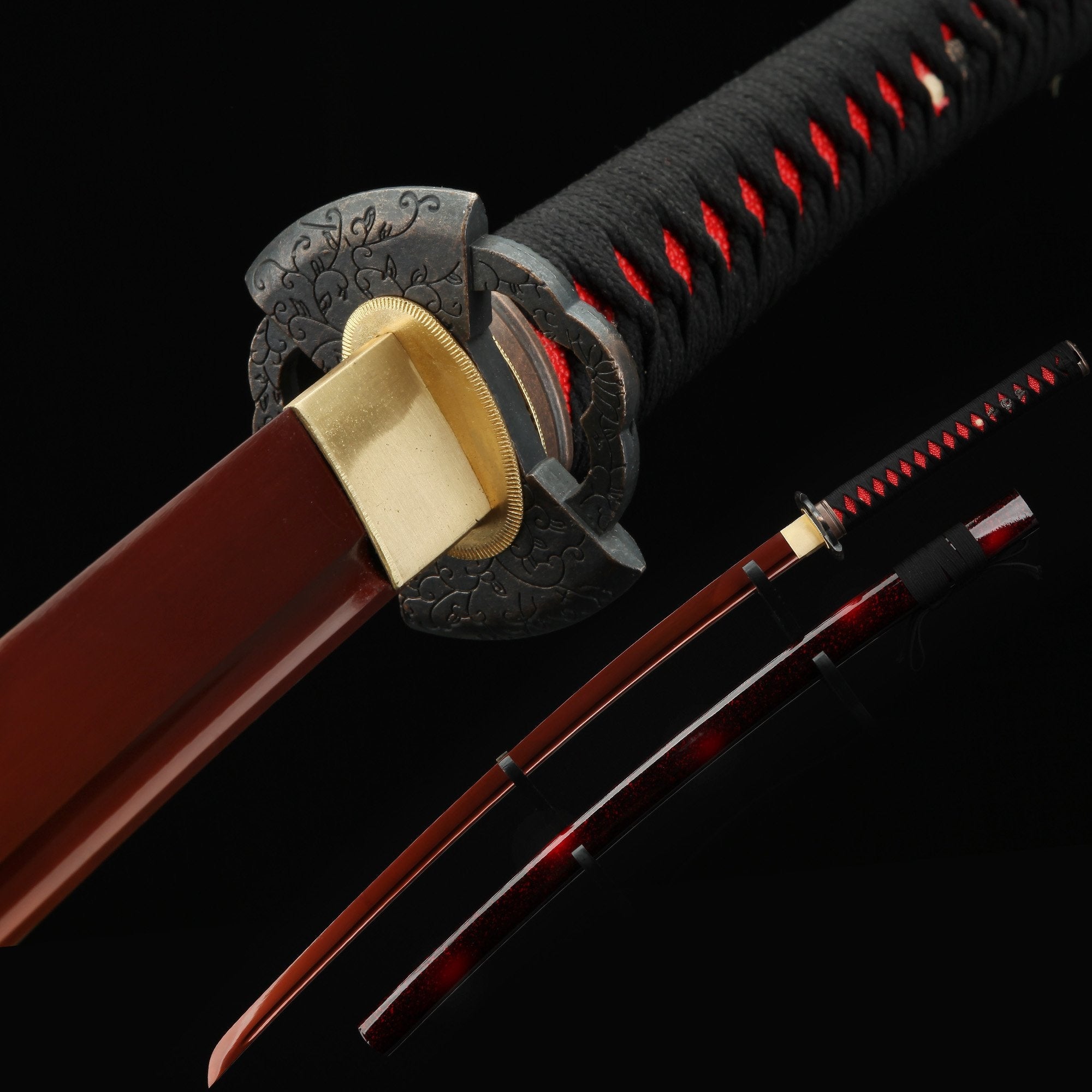 Handmade Japanese Samurai Sword 1060 Carbon Steel With Red Blade