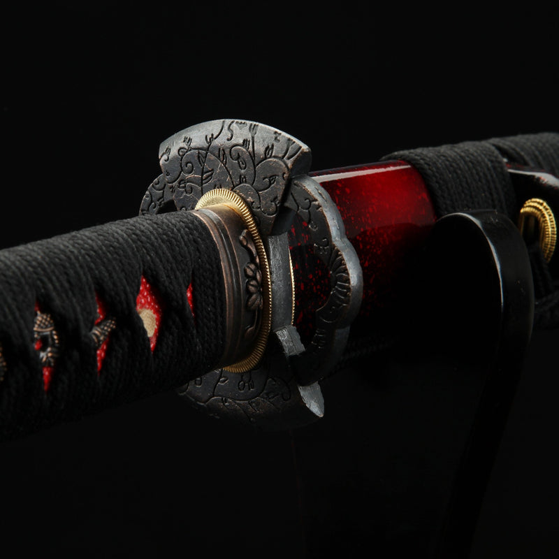 Handmade Japanese Samurai Sword 1060 Carbon Steel With Red Blade
