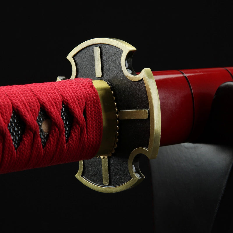 One Piece Roronoa Zoro Sandai Kitetsu Katana Samurai Sword Replica With Red Scabbard