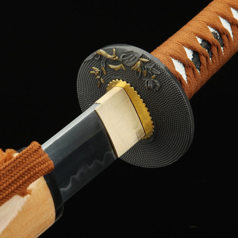 Handmade Japanese Katana Sword 1065 Carbon Steel With Natural Scabbard