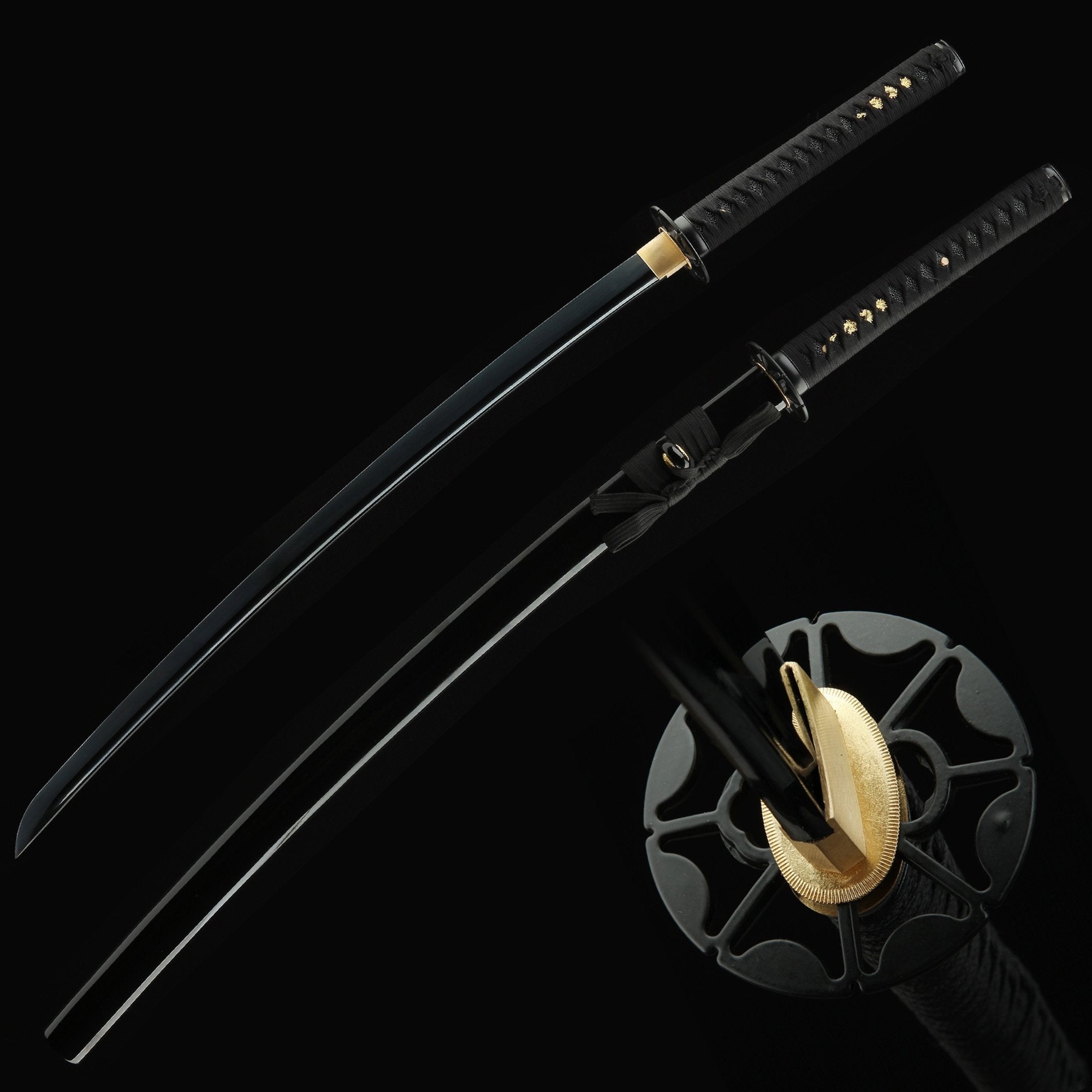 Handmade Japanese Katana Sword 1060 Carbon Steel With Black Scabbard