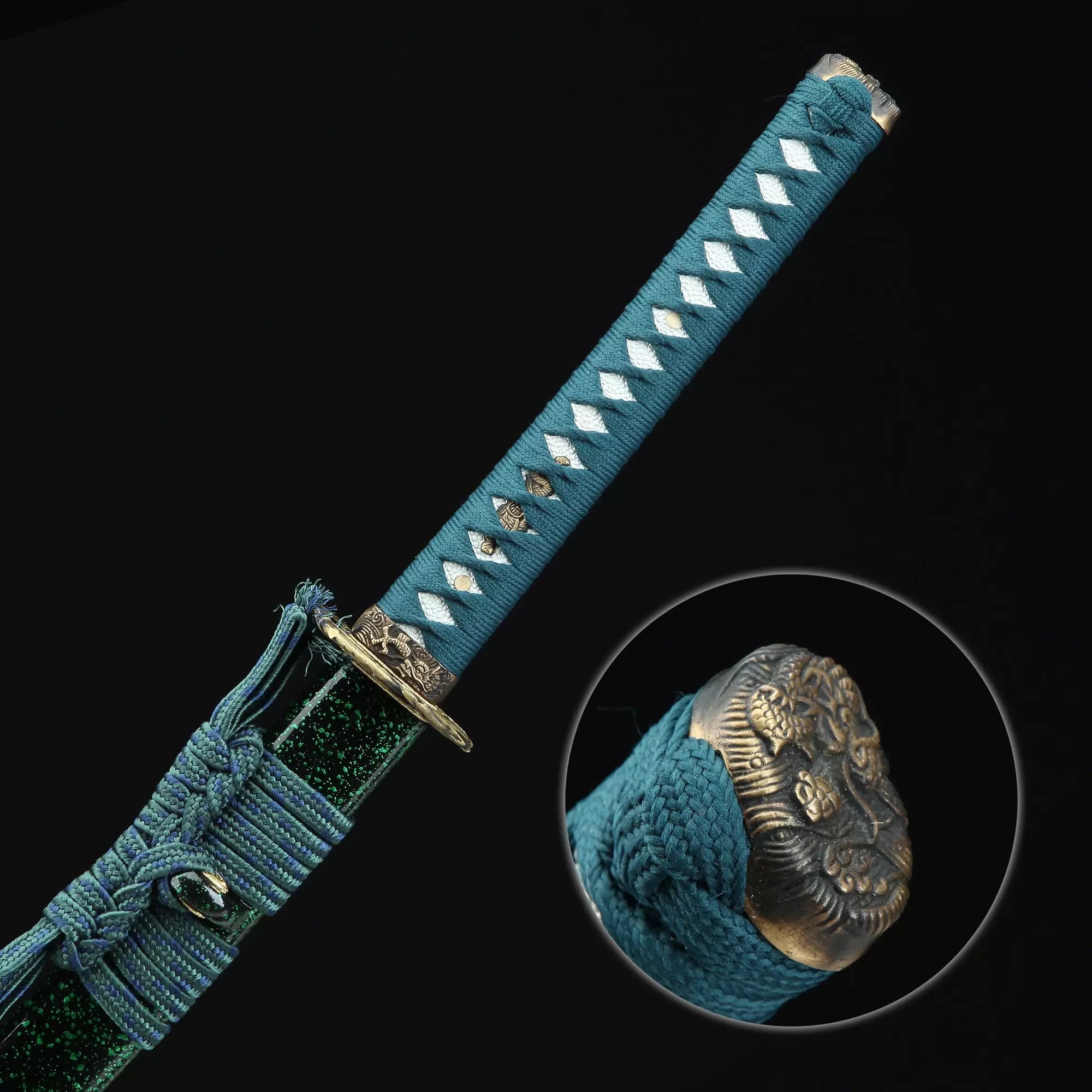 Handmade Japanese Katana Sword T10 Folded Clay Tempered Steel Full Tang