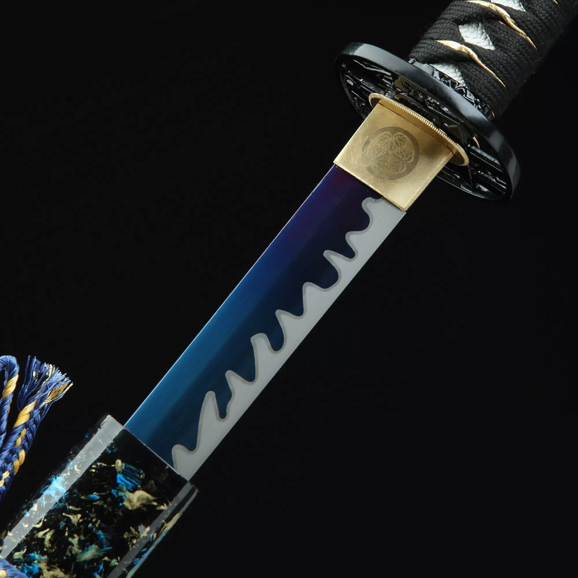 Handmade Japanese Katana Sword With Blue Blade And Scabbard