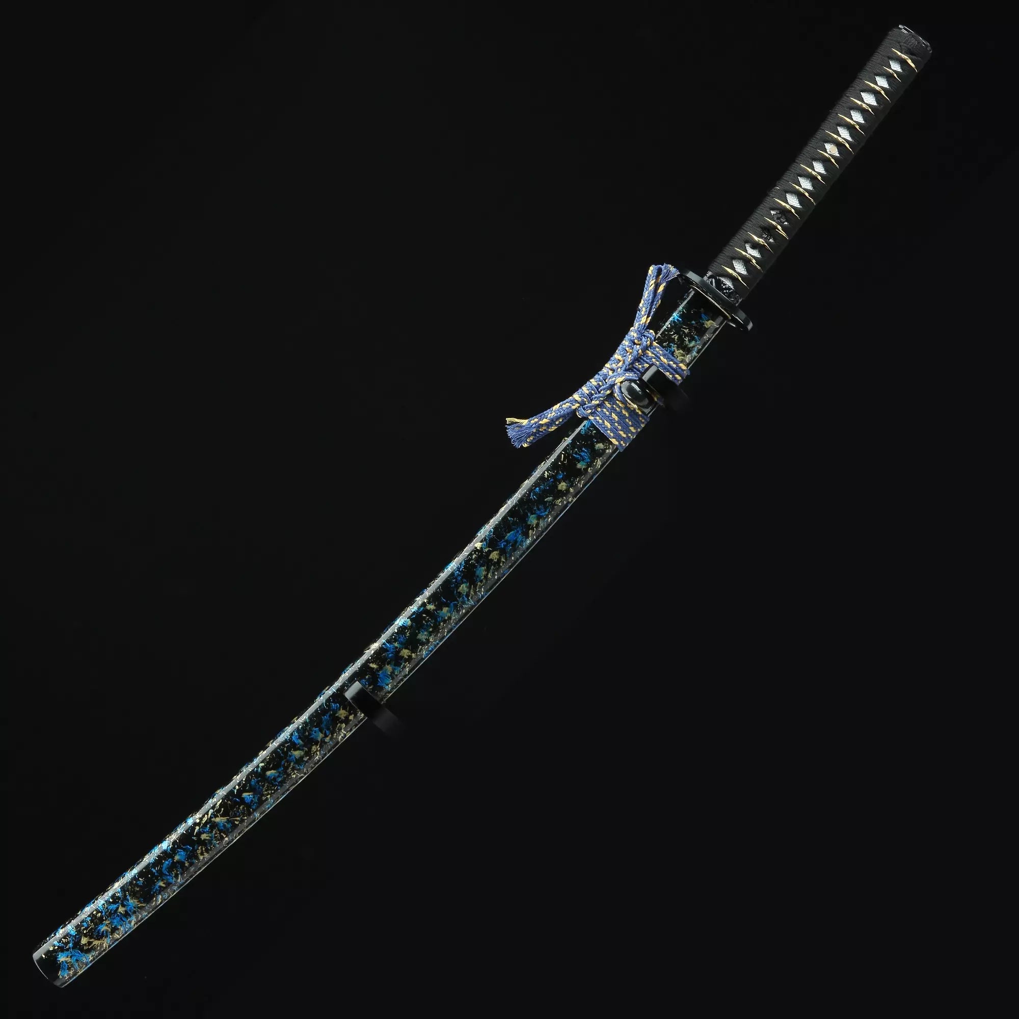 Handmade Japanese Katana Sword With Blue Blade And Scabbard