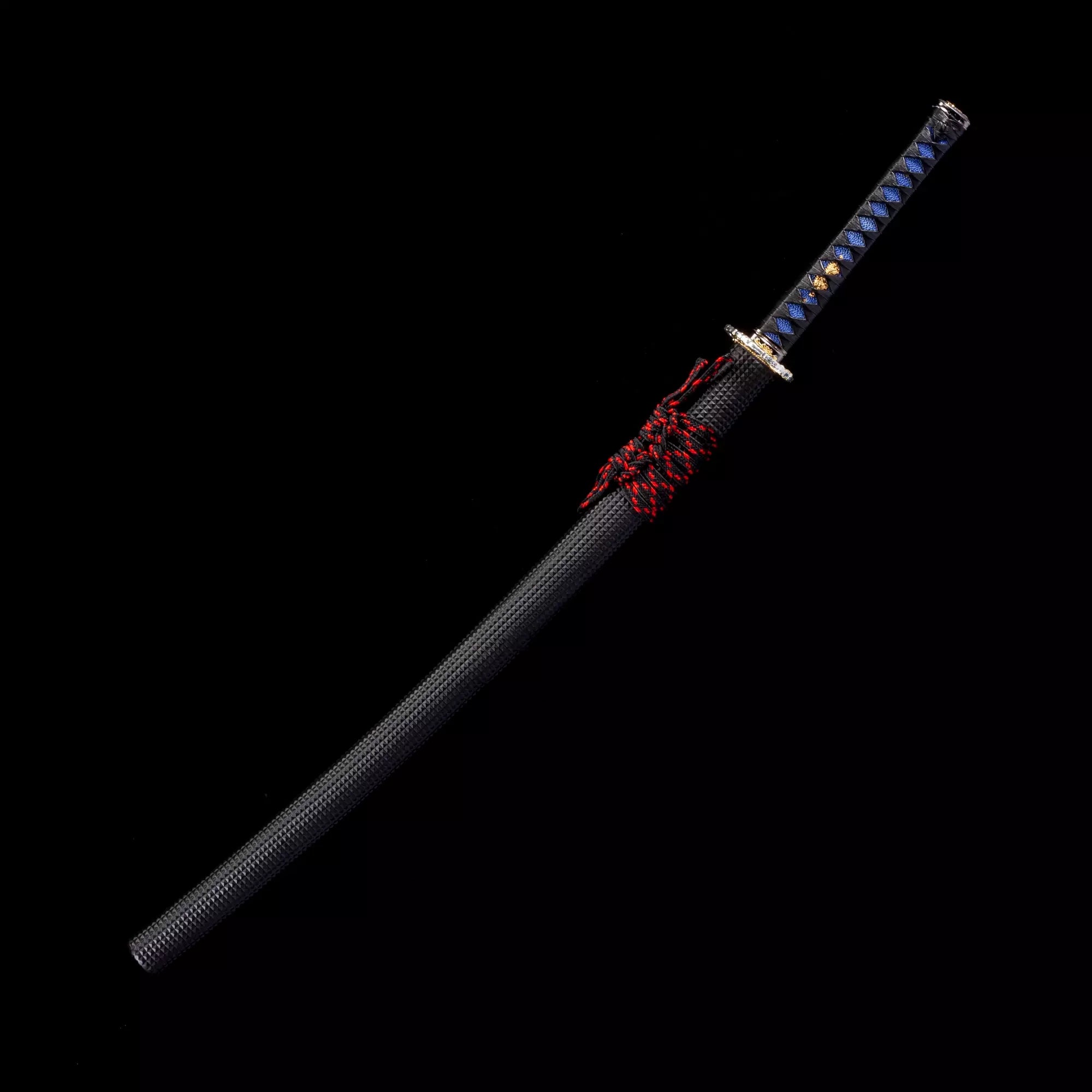 Handmade Japanese Nihonto Katana Sword With Black Leather Scabbard