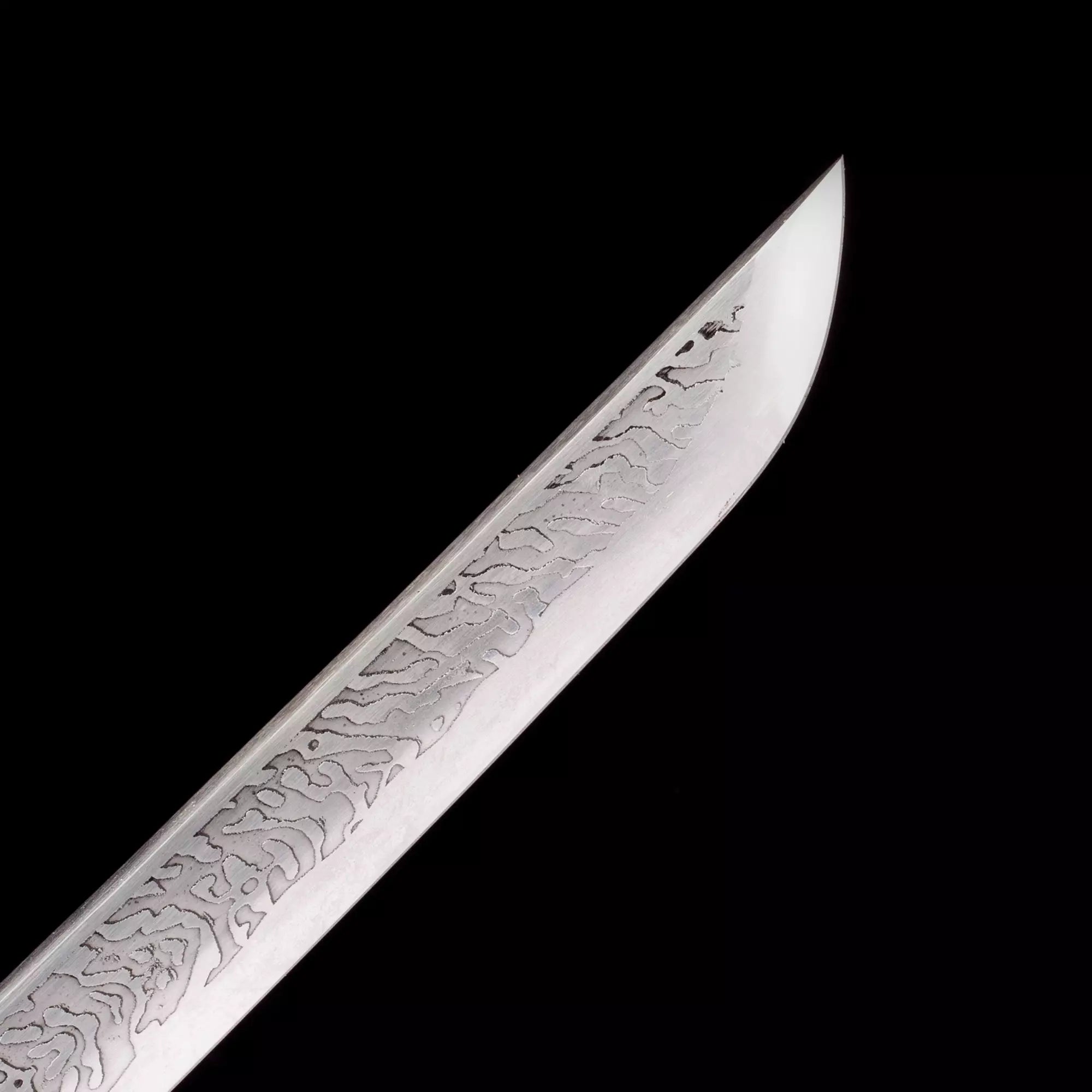 Handmade Japanese Nihonto Katana Sword With Black Leather Scabbard