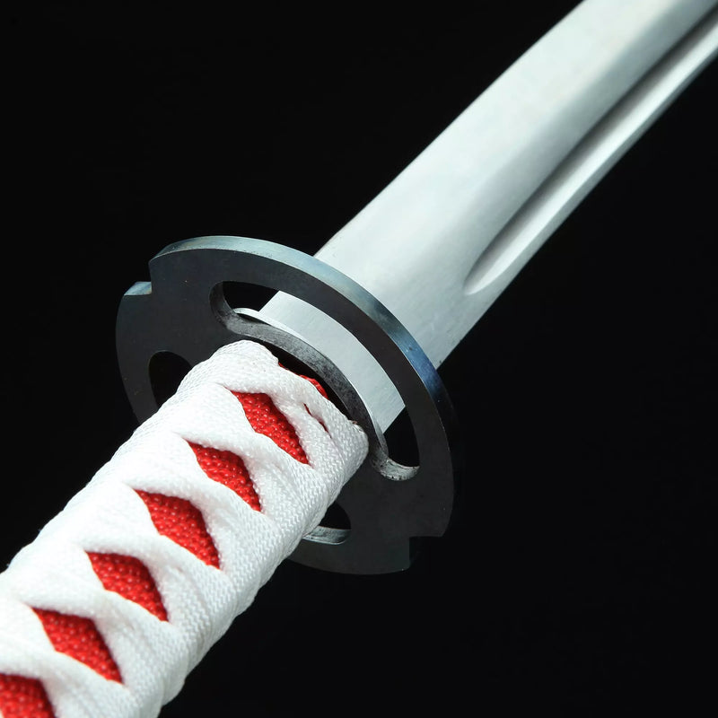 Handmade Japanese Katana Sword 1095 Carbon Steel With White Scabbard