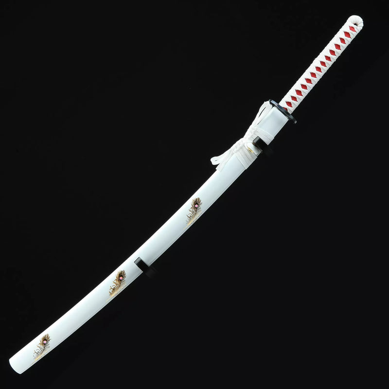 Handmade Japanese Katana Sword 1095 Carbon Steel With White Scabbard
