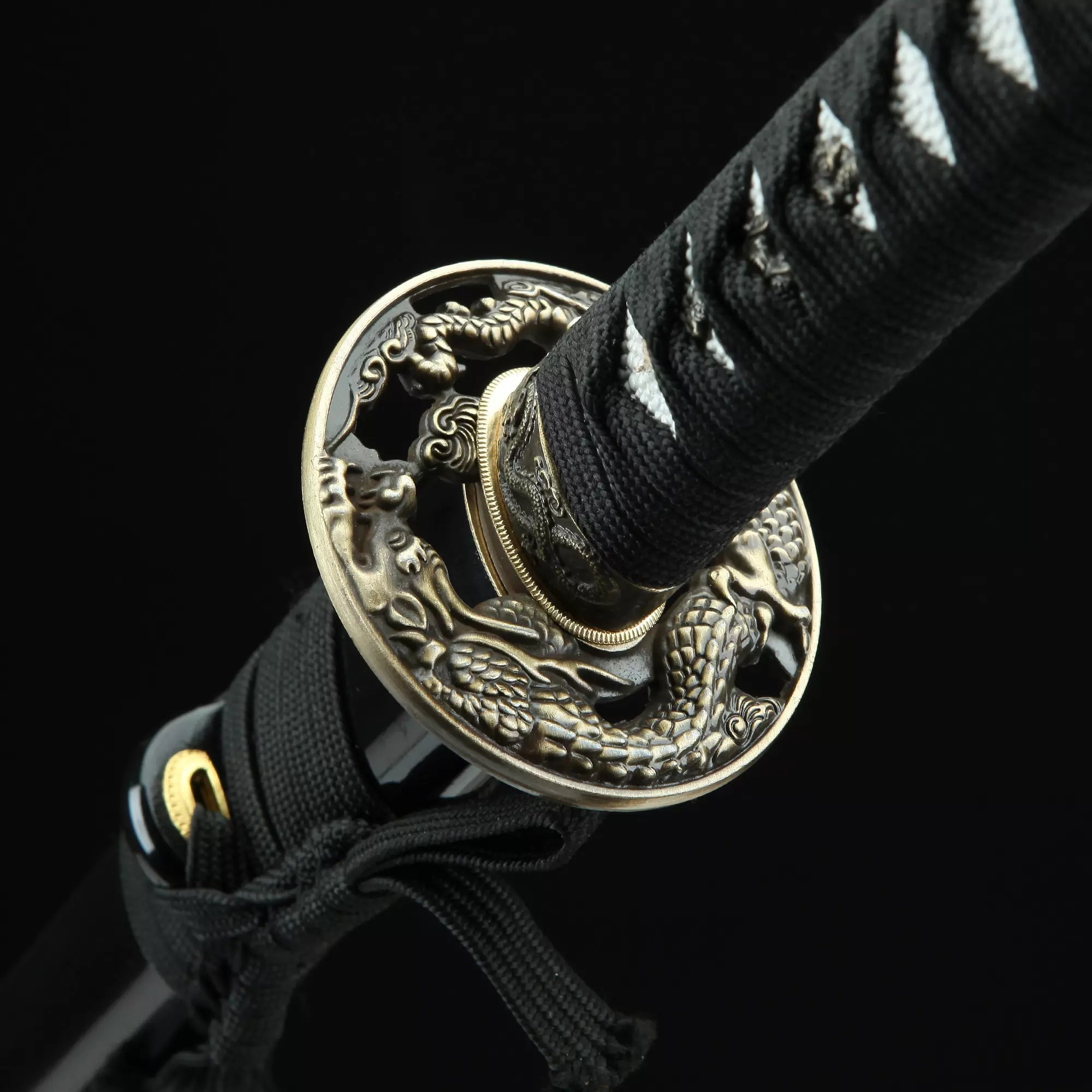 Handmade Japanese Katana Sword Damascus Steel With Black Scabbard