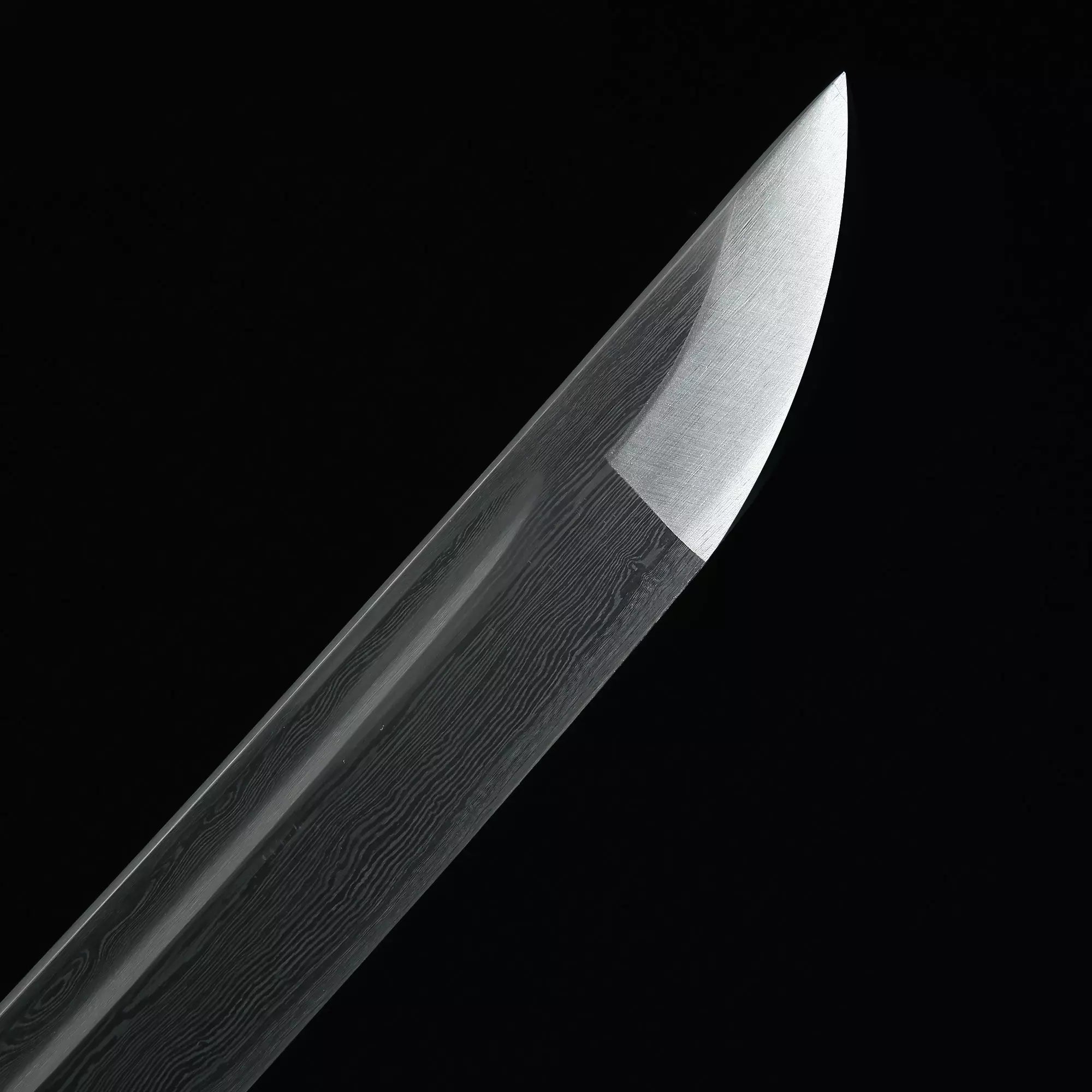 Handmade Japanese Katana Sword Damascus Steel With Black Scabbard