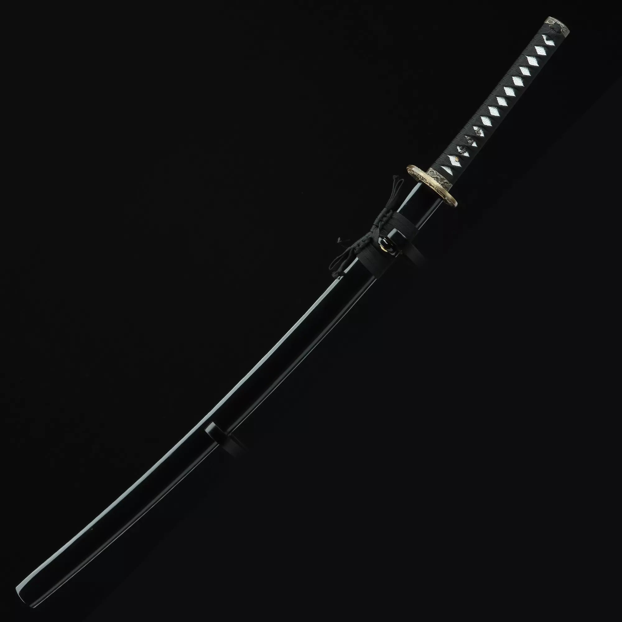 Handmade Japanese Katana Sword Damascus Steel With Black Scabbard