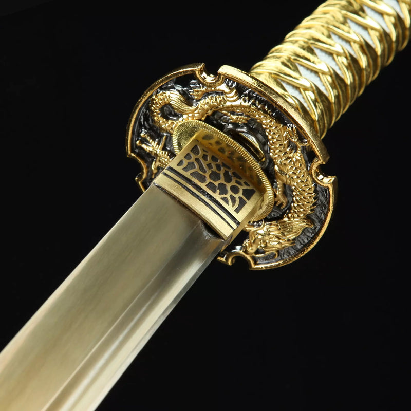 Handmade Japanese Sword With Golden Blade And Scabbard