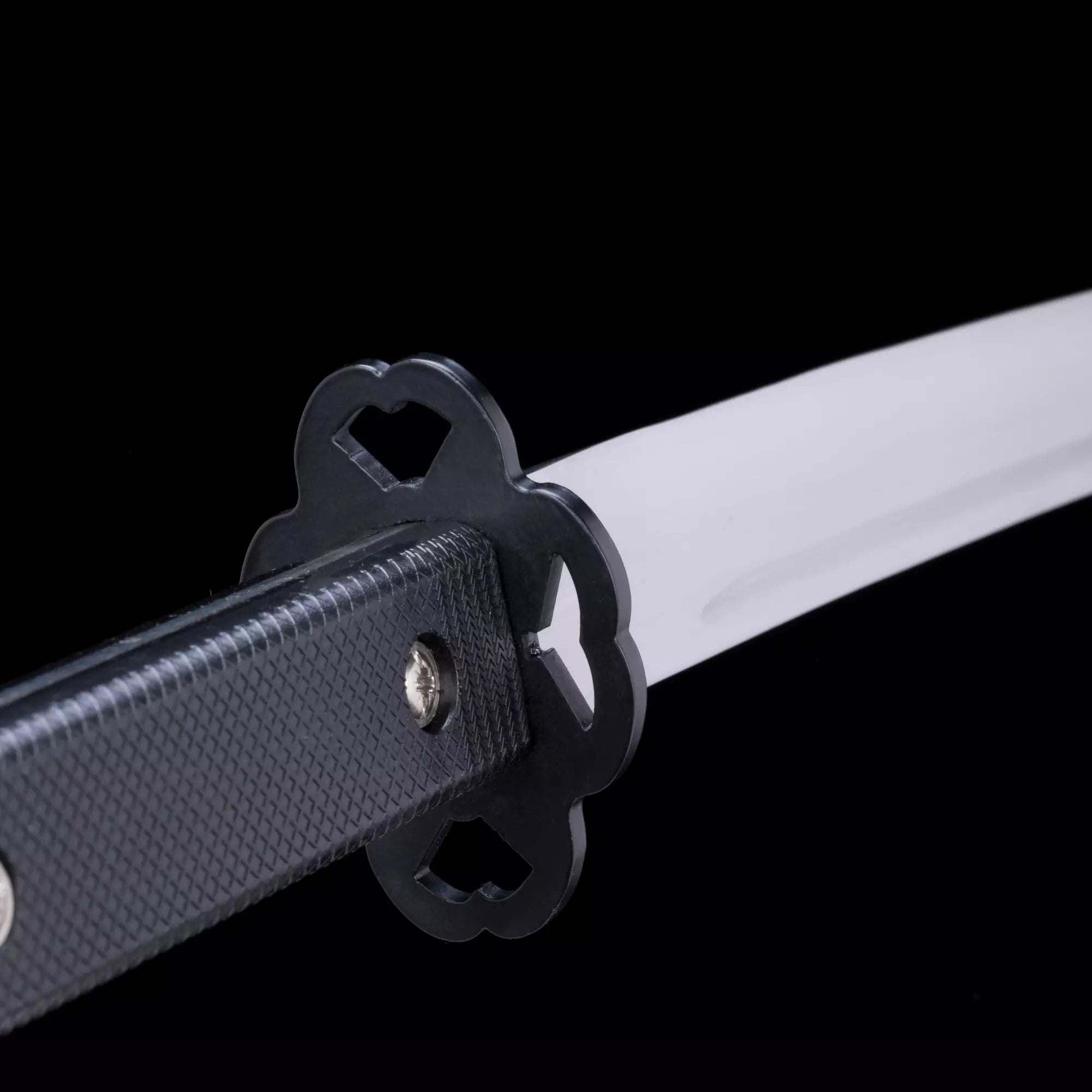 Handmade Tactical Katana Sword Spring Steel With Black Leather Scabbard
