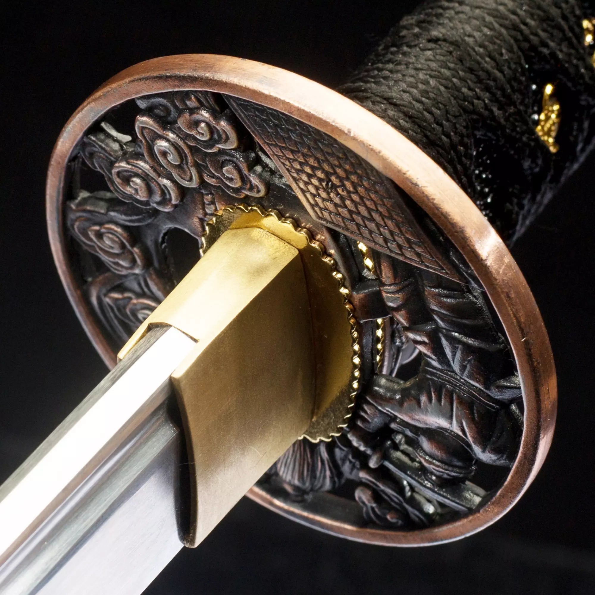 Handmade Japanese Katana Sword With Black Leather Scabbard