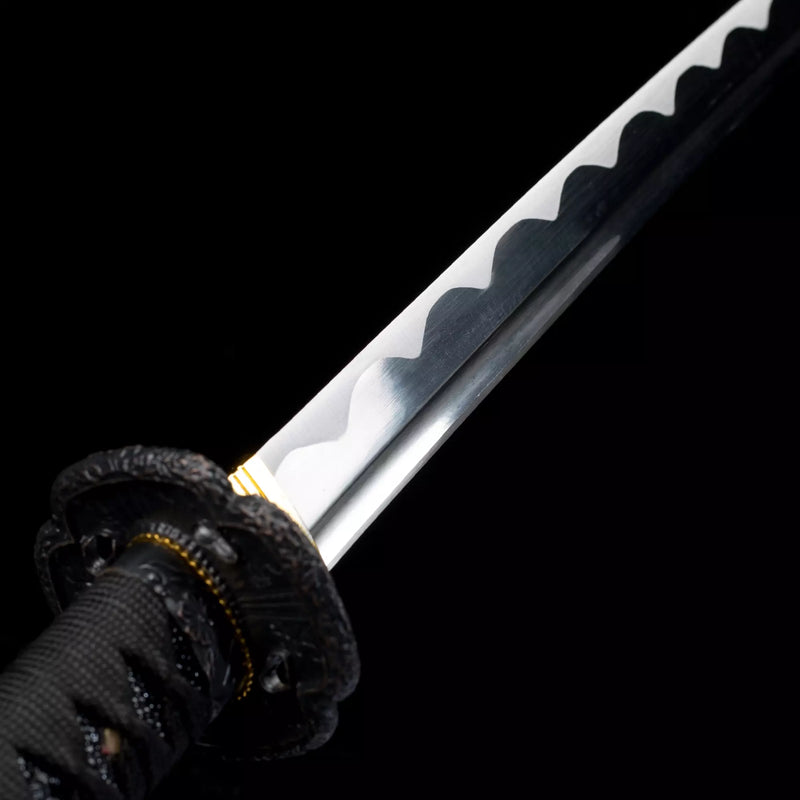 Handmade Japanese Katana Sword With Black Scabbard