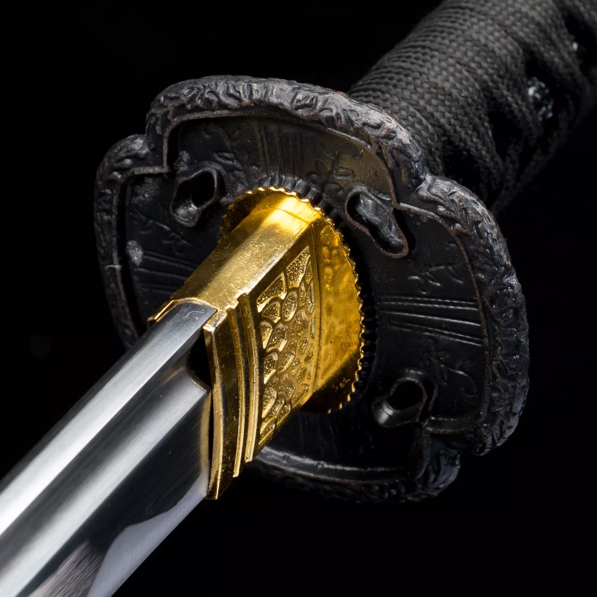 Handmade Japanese Katana Sword With Black Scabbard