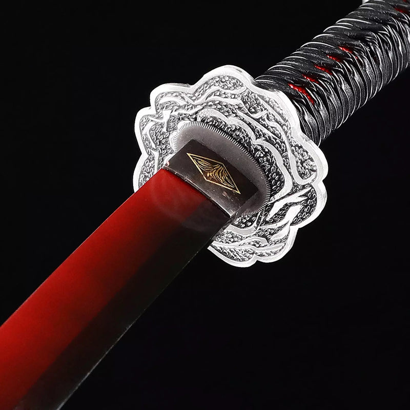 Handmade Manganese Steel Full Tang Katana Sword With Red Blade