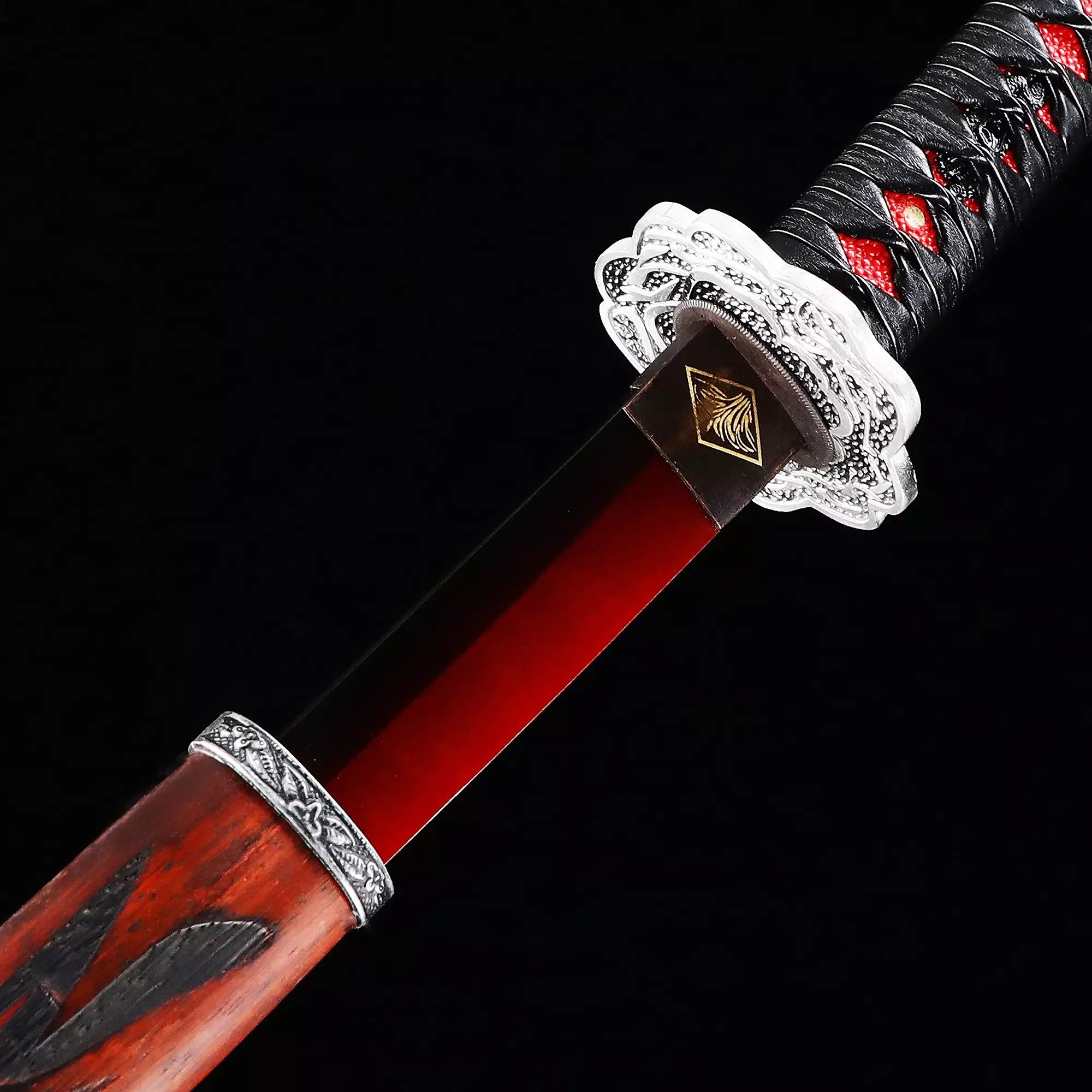 Handmade Manganese Steel Full Tang Katana Sword With Red Blade