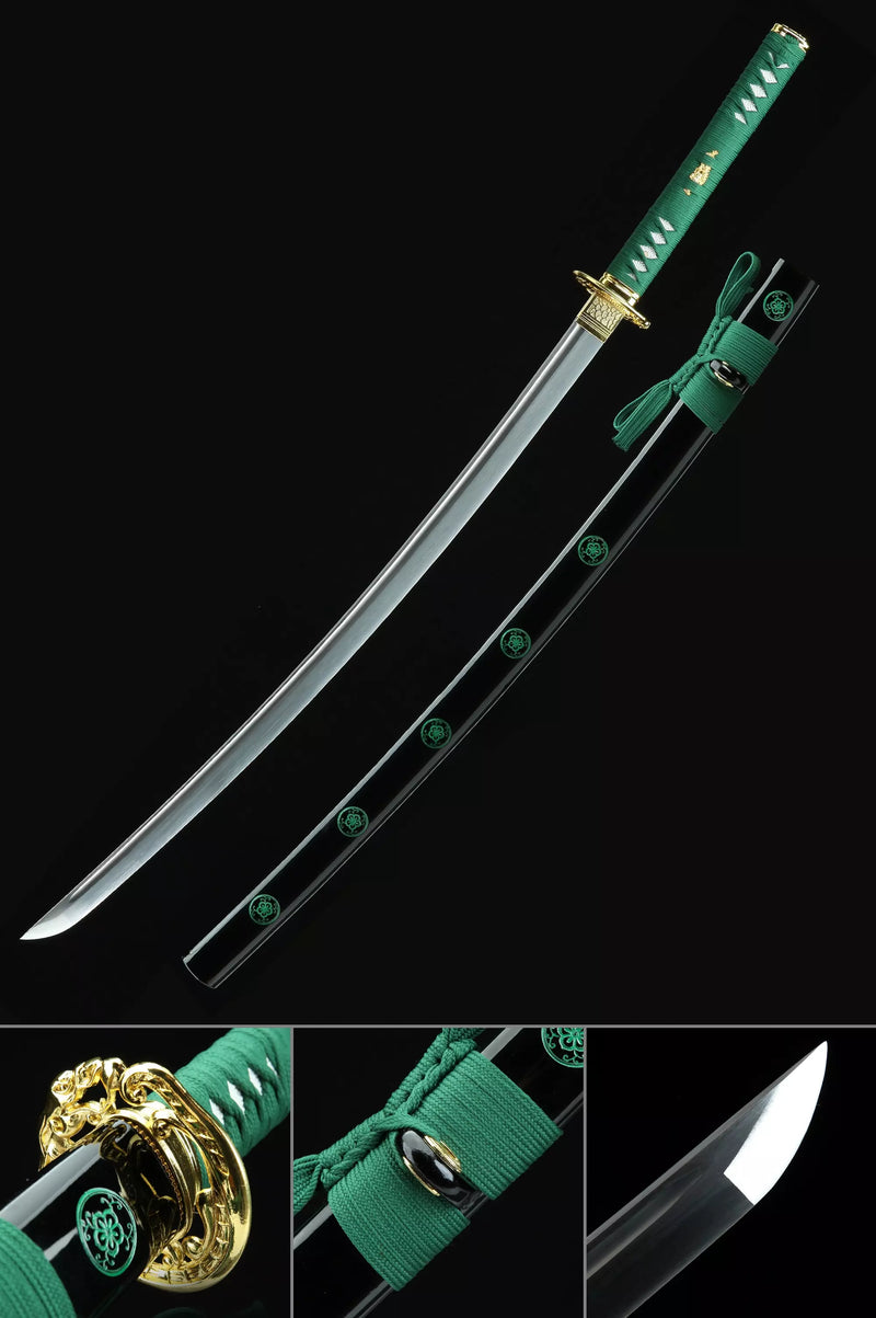 Handmade Japanese Samurai Sword High Manganese Steel With Black Scabbard